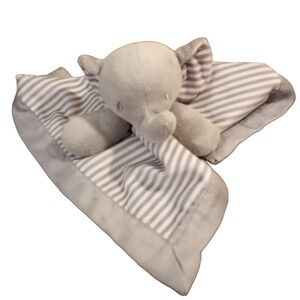 Circo Elephant Security Blanket Gray White Stripe Baby Lovey Plush Toy Targe 14"